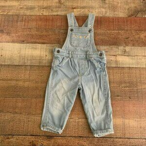 Carters baby toddler girls light wash denim overalls with embroidered flowers